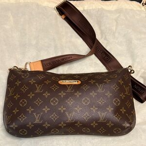 Louis vuitton Monogram Shoulder Bag with Tan Trim and Gold Hardware